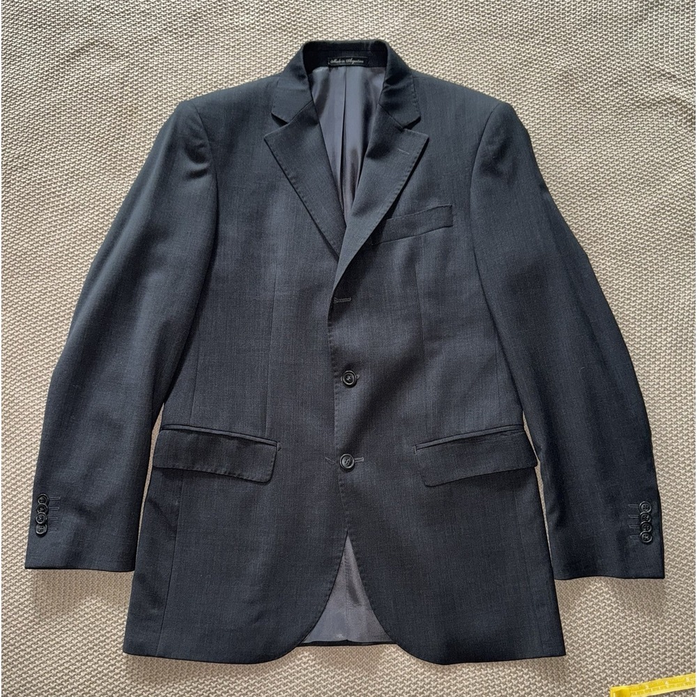 Christian Dior Men's Wool Two Button Blazer Gray Stripe Size 48 Tall